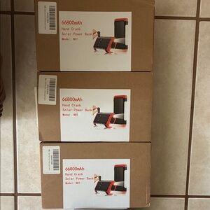 Hand Crank Solar Power Bank - Black with Red Accents
